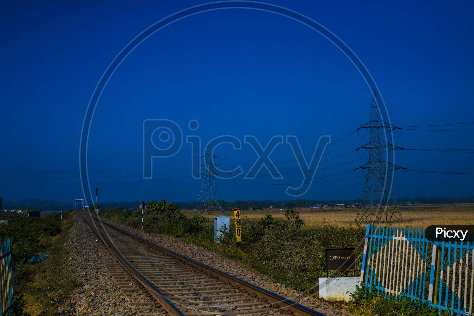 Blue hour and the railway track