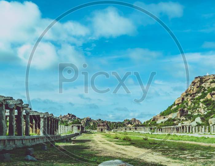 Old Ruins of Ancient Hindu Temples In Hampi