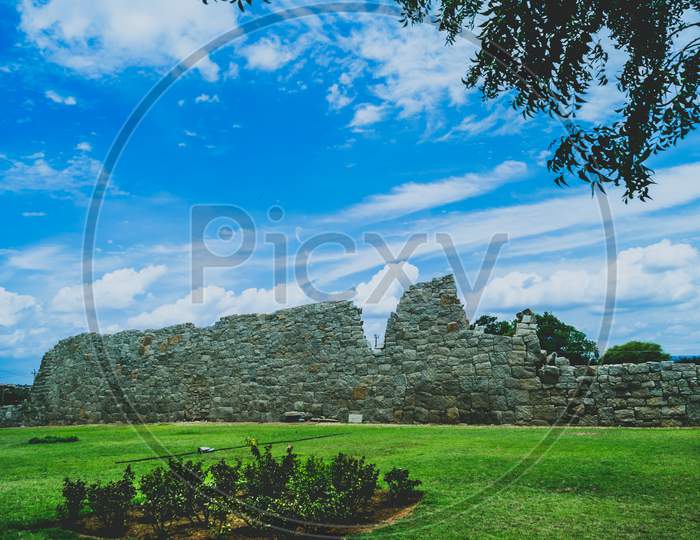 Ancient Rock Built Walls  in Hampi