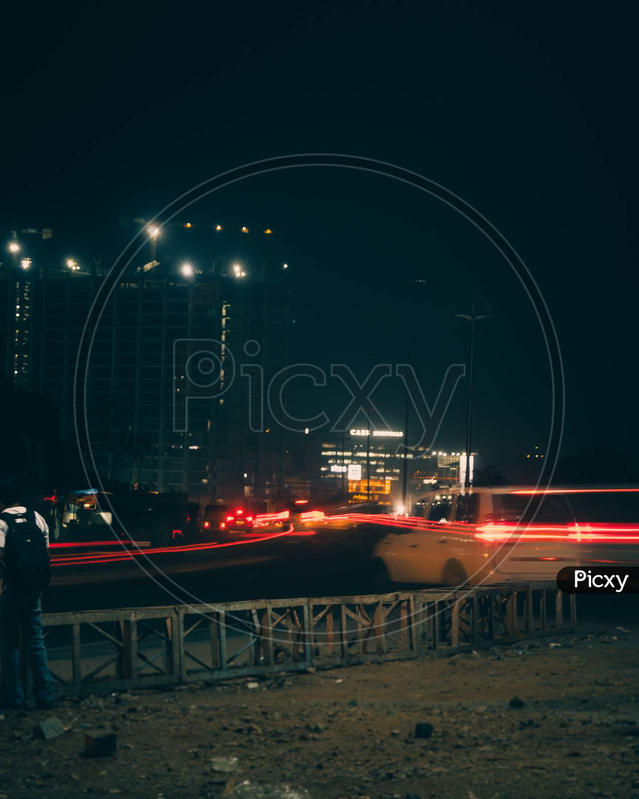 Long Exposure Of Moving Vehicles On City  Roads