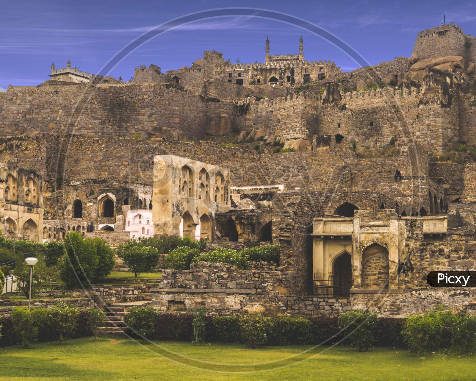 Golconda Fort With a Blue Sky Background