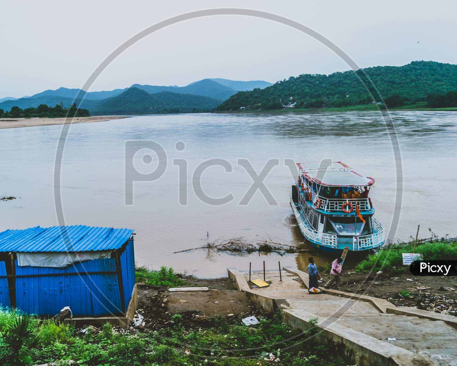 Tourist Boats Or Motor Boats On River Godavari