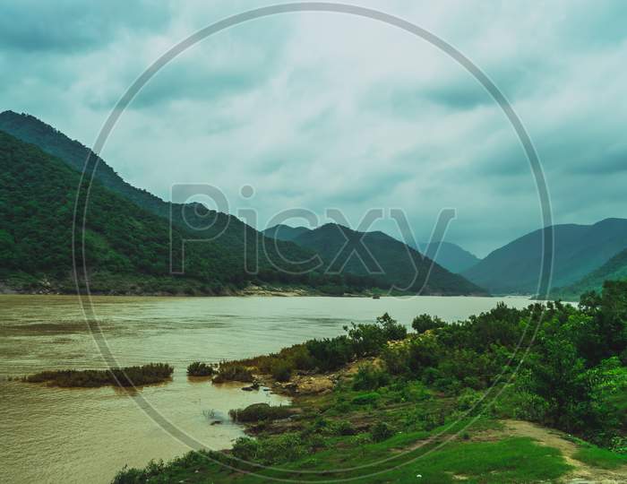 Godavari River Channel Between Papi Hills in Godavari  District