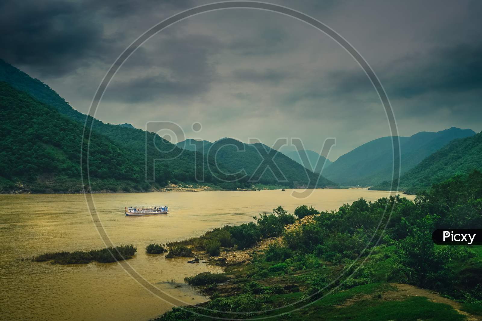 Godavari River Channel Between Papi Hills in Godavari  District