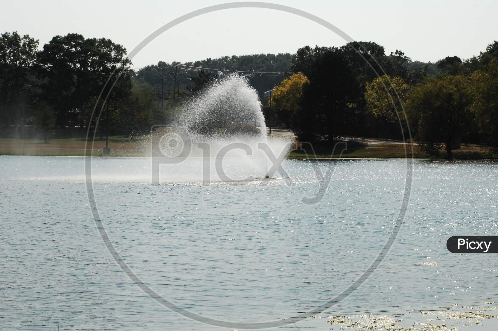 A Water fountain in the lake