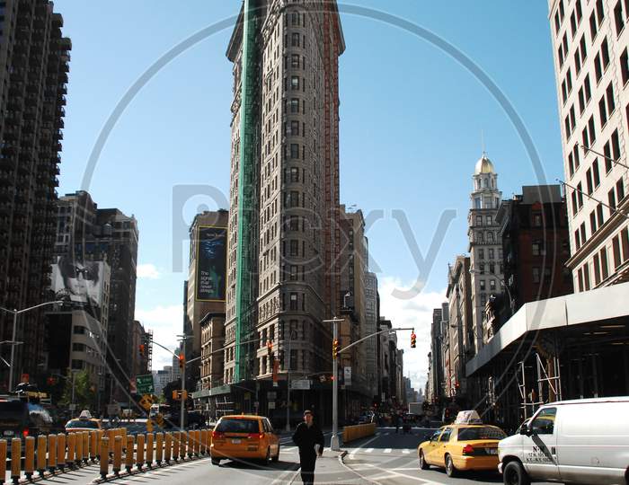 Streets  of New York City With High Rise Buildings