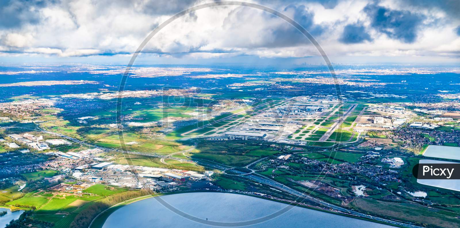 Aerial View Of Heathrow Airport In London, Uk
