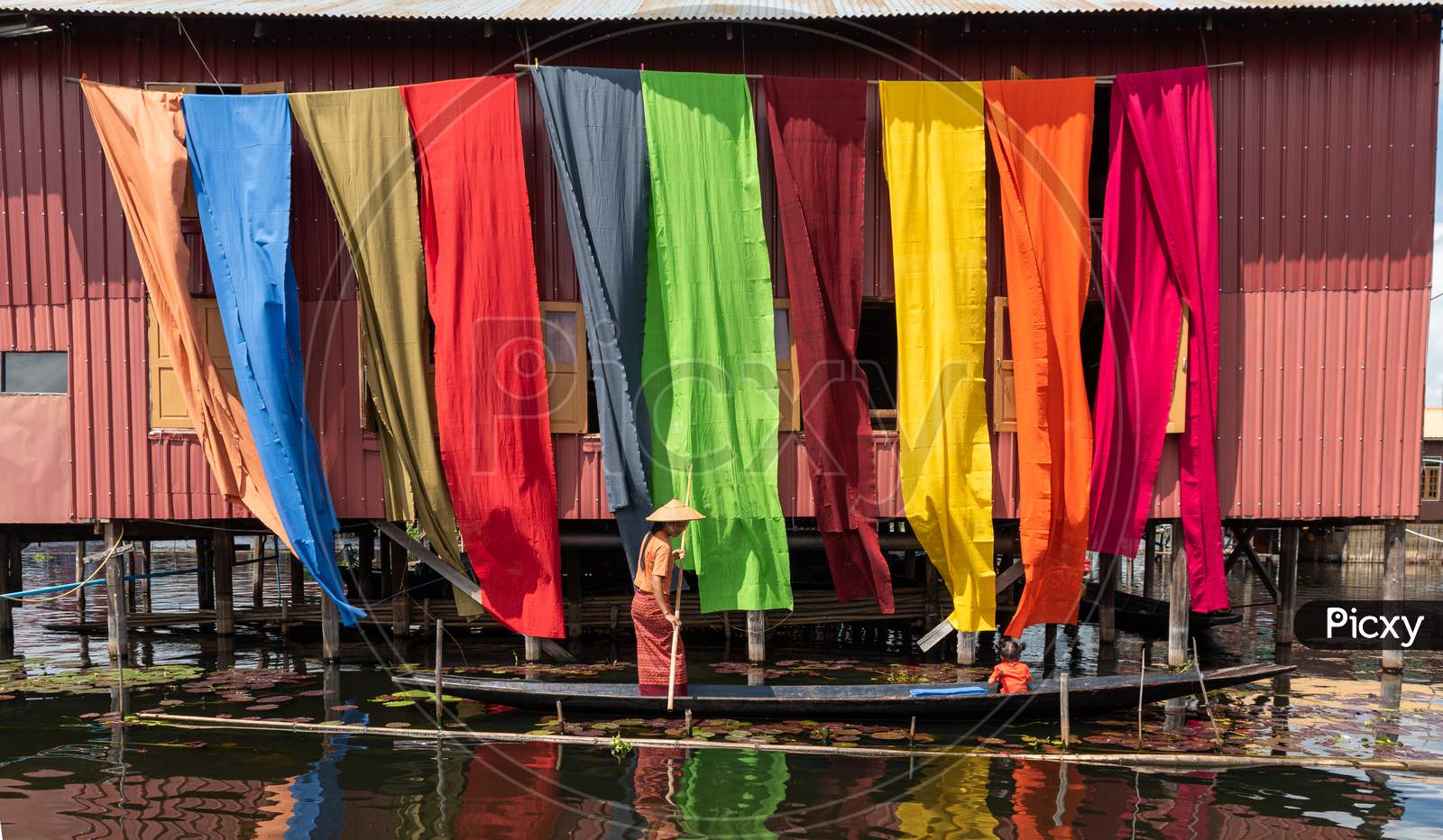 Handcrafted Colorful Lotus Fabrics Made From Lotus Fibers In Inle Lake, Shan State In Myanmar. These Inle Handcrafted Lotus Fabrics Are Made Using Natural Dyes And Dried Under Sunlight. This Process Controls Fabric Shrinkage Before Sending The Fabrics Out As Finished Products In The Market.