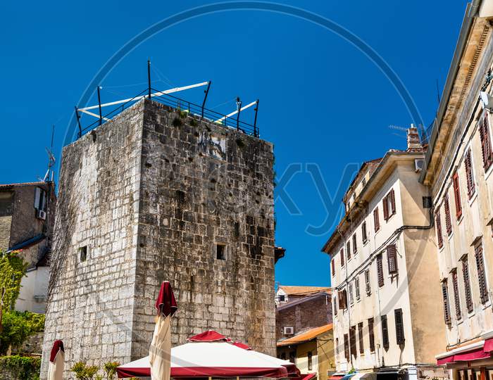Pentagonal Tower In The Old Town Of Porec, Croatia
