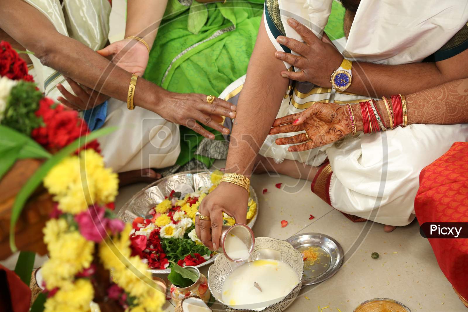 Indian Couple In an Traditional Pooja Or Vratham