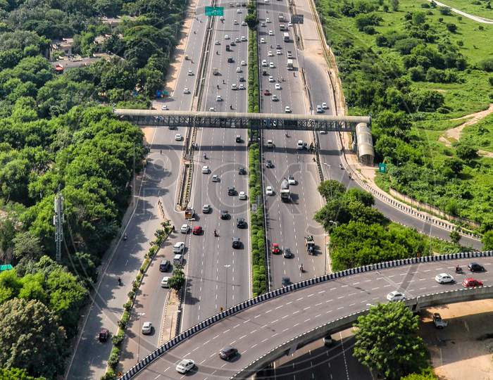 Aerial View Of Dharmarth marg in Delhi From Flight Window