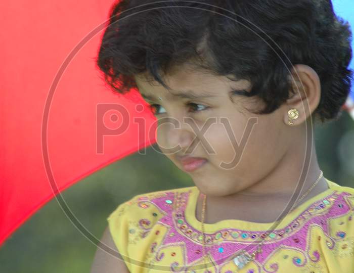 Cute Indian Girl Child Closeup