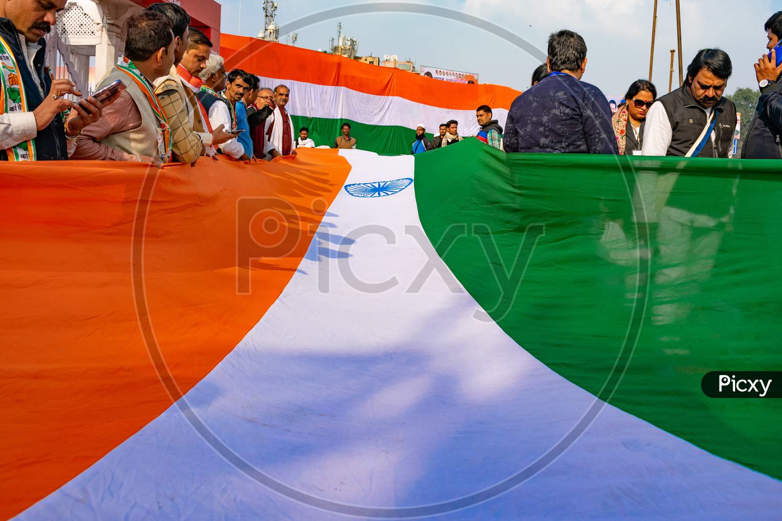 People holding the Indian Flag, Tricolour Flag
