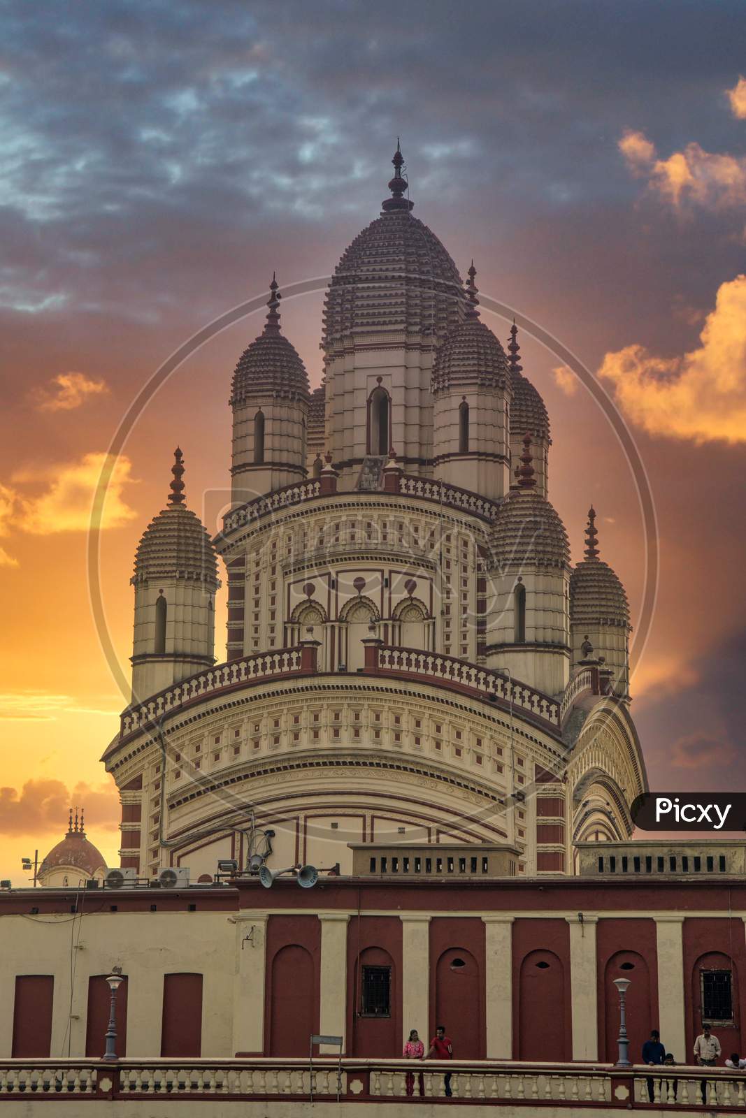 Dakshineswar Kali Temple with Dramatic Colors in Sky Background, Kolkata