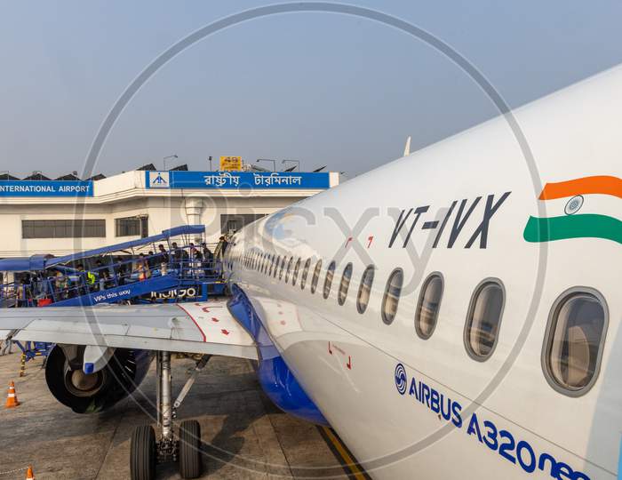 IndiGo Flight on Runway in Kolkata Airport