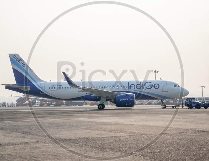 IndiGo Flight on Runway in Kolkata Airport