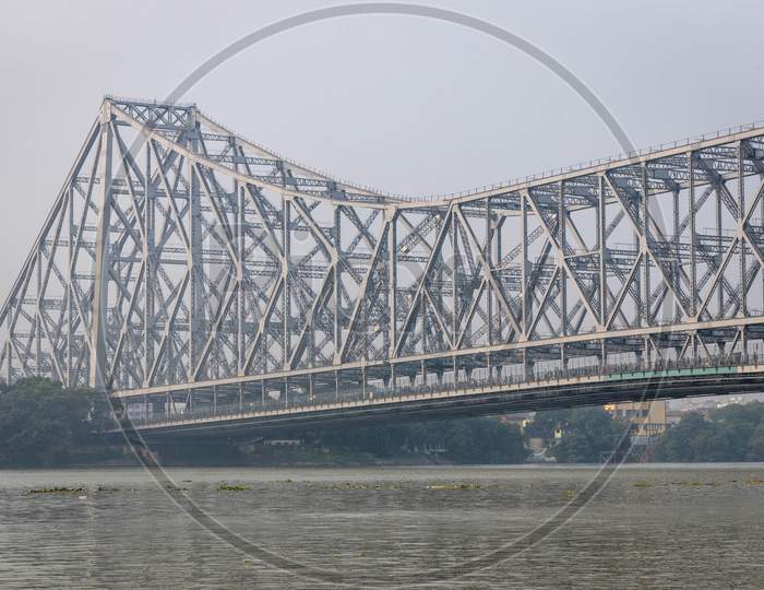 A View Of Howrah Bridge Over Hooghly River in Kolkata