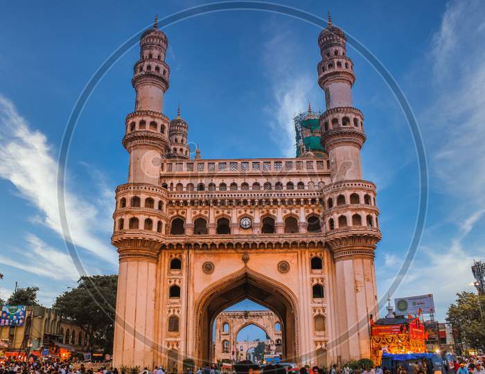 Charminar View With Blue Sky Background