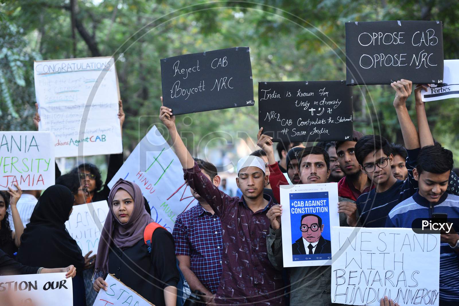 Students from EFLU, HCU and OU gathered at arts college to protest against Citizenship amendment act 2019