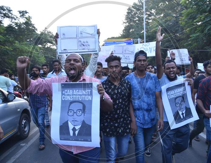 Students from EFLU, HCU and OU gathered at arts college to protest against Citizenship amendment act 2019