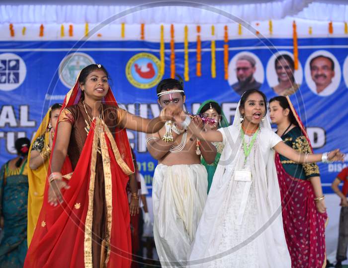 Intellectually challenged kids dancing in lord krishna attire