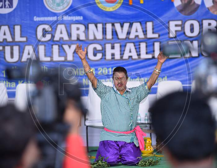 An intellectually challenged kid dances at Carnival for Intellectually challenged