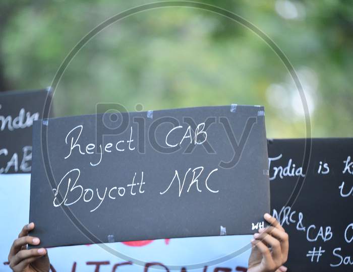 Students Holding Placards Saying Boycott NRC(National Register of Citizens)