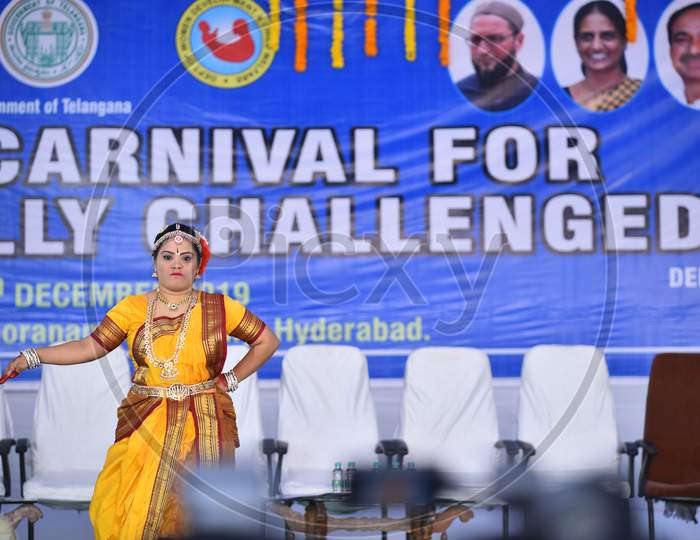 Intellectually challenged kids dancing bharata natyam in a cultural carnival