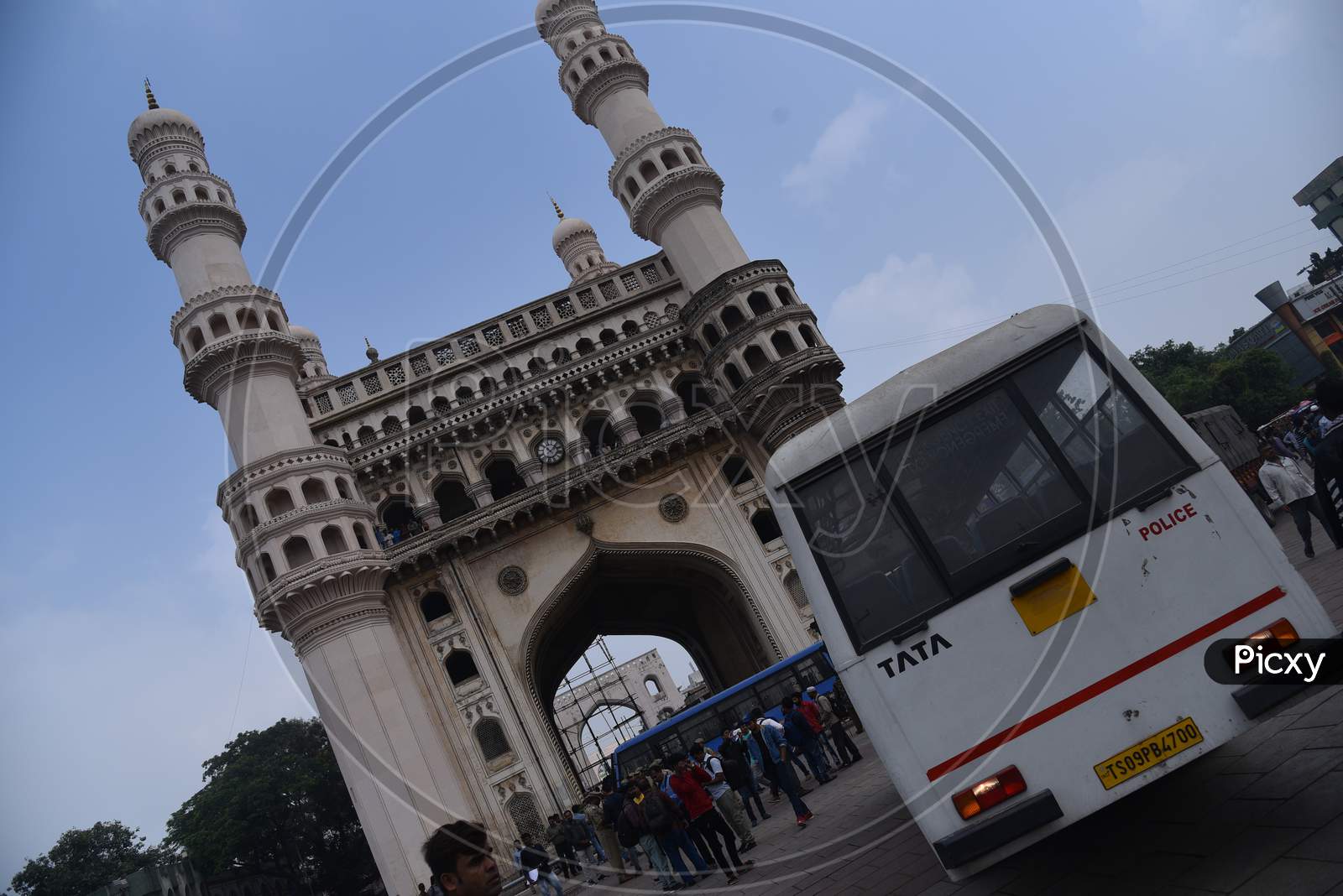 Protesters against Citizenship Amendmend Act being detained in vehicles by Hyderabad Police at Charminar on 19,December 2019.