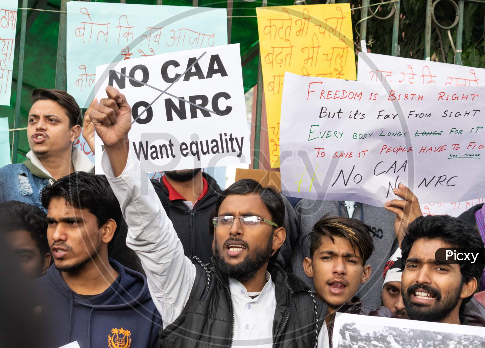 Students of Jamia Millia Islamia University protesting against CAA and NRC