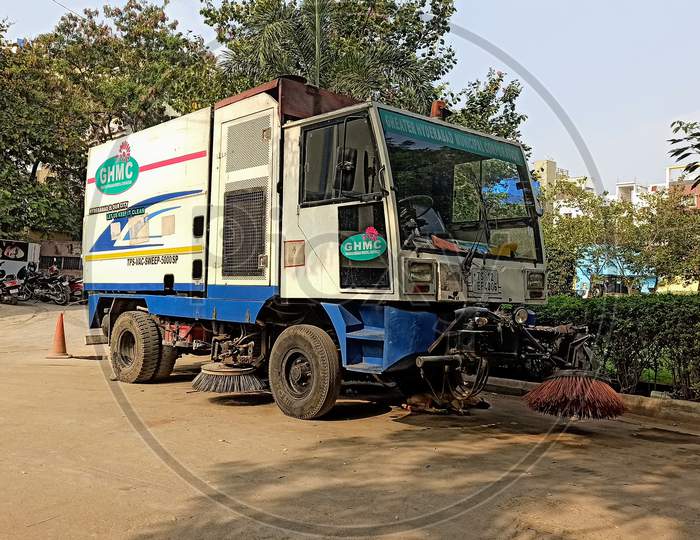 GHMC Sweeping Machine at Kukatpally Zone Hyderabad