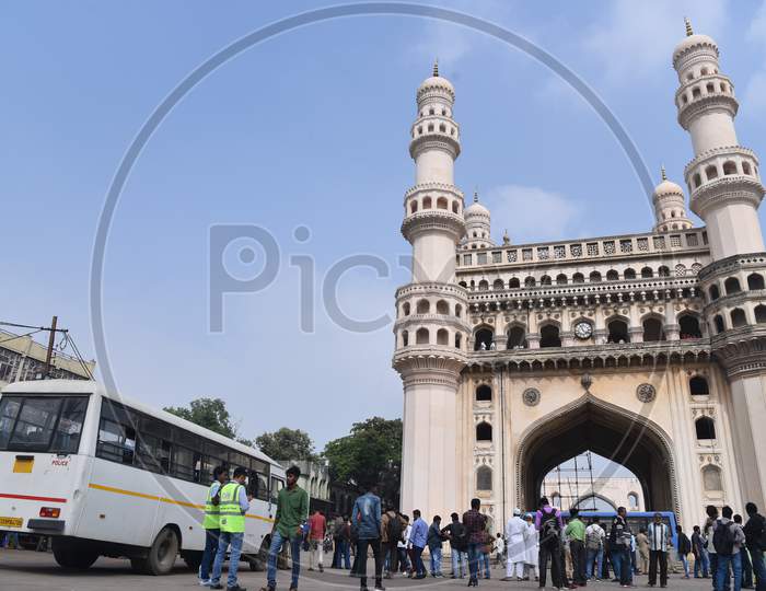 Hyderabad Police detention vehicle at Charminar