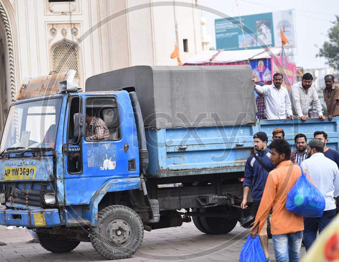 TS  Electricity Board Vehicles For Renovation And Repair works  At Charminar Streets