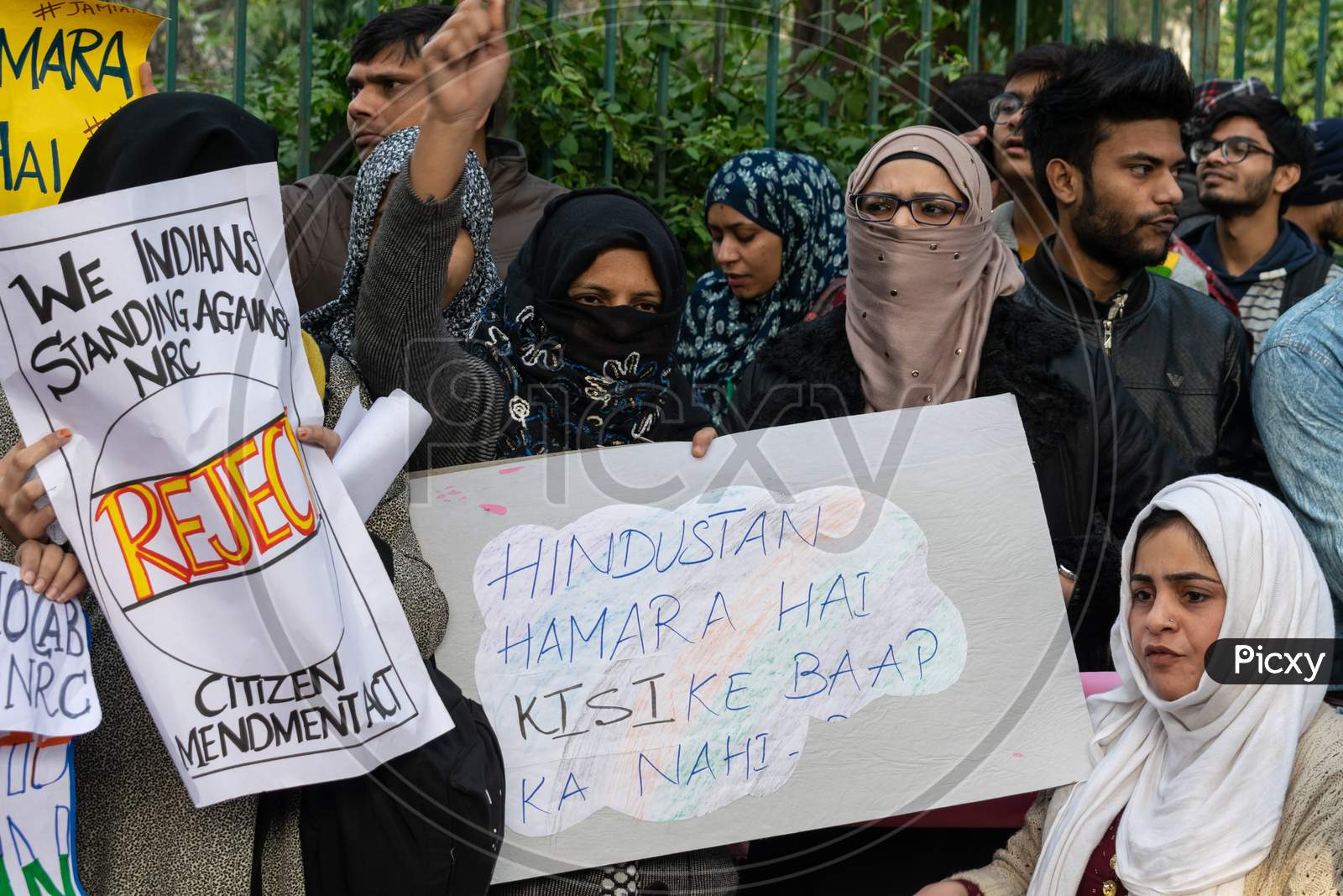 People Protesting Against Caa And Nrc Outside Jamia Millia Islamia University