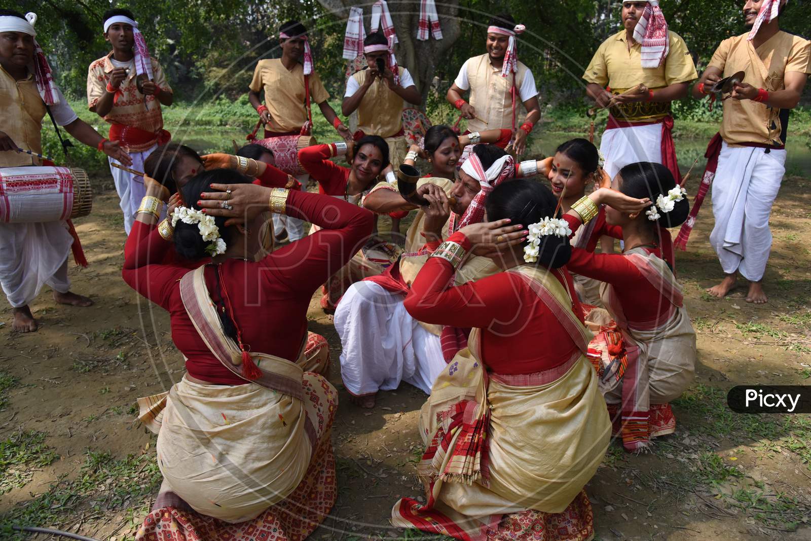 Image Of Young Assamese Woman Performing Bihu Dance , A Traditional ...