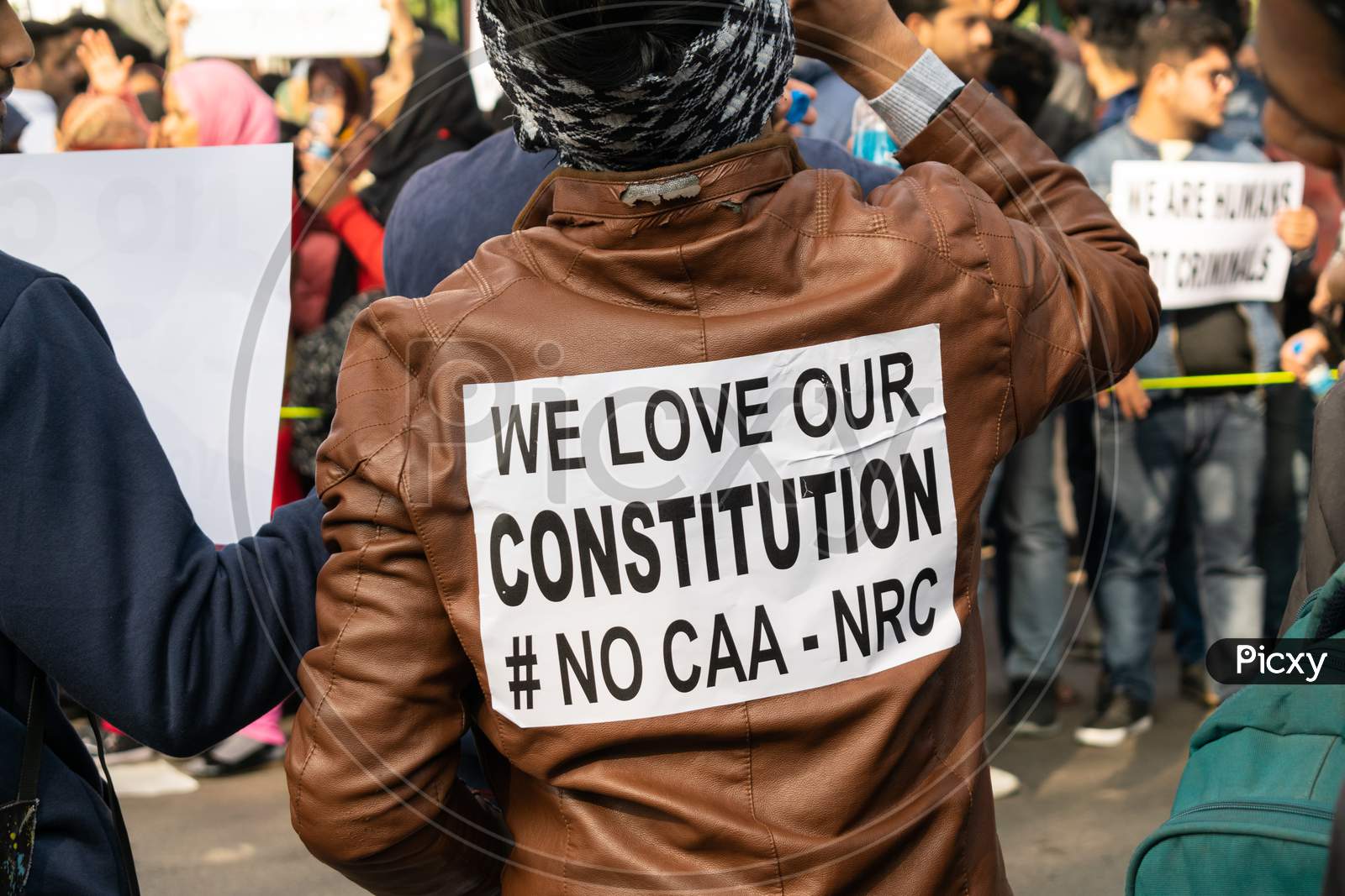 Students protesting against CAA and NRC outside Jamia Millia Islamia, A Central University in New Delhi