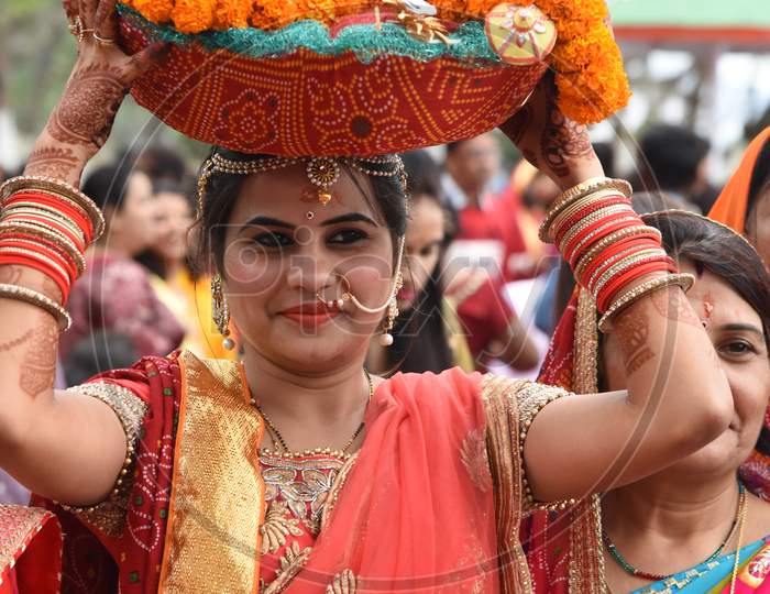 Assamese Woman Celebrating Gungar  Festival In Guwahati, Assam on March 30 2017