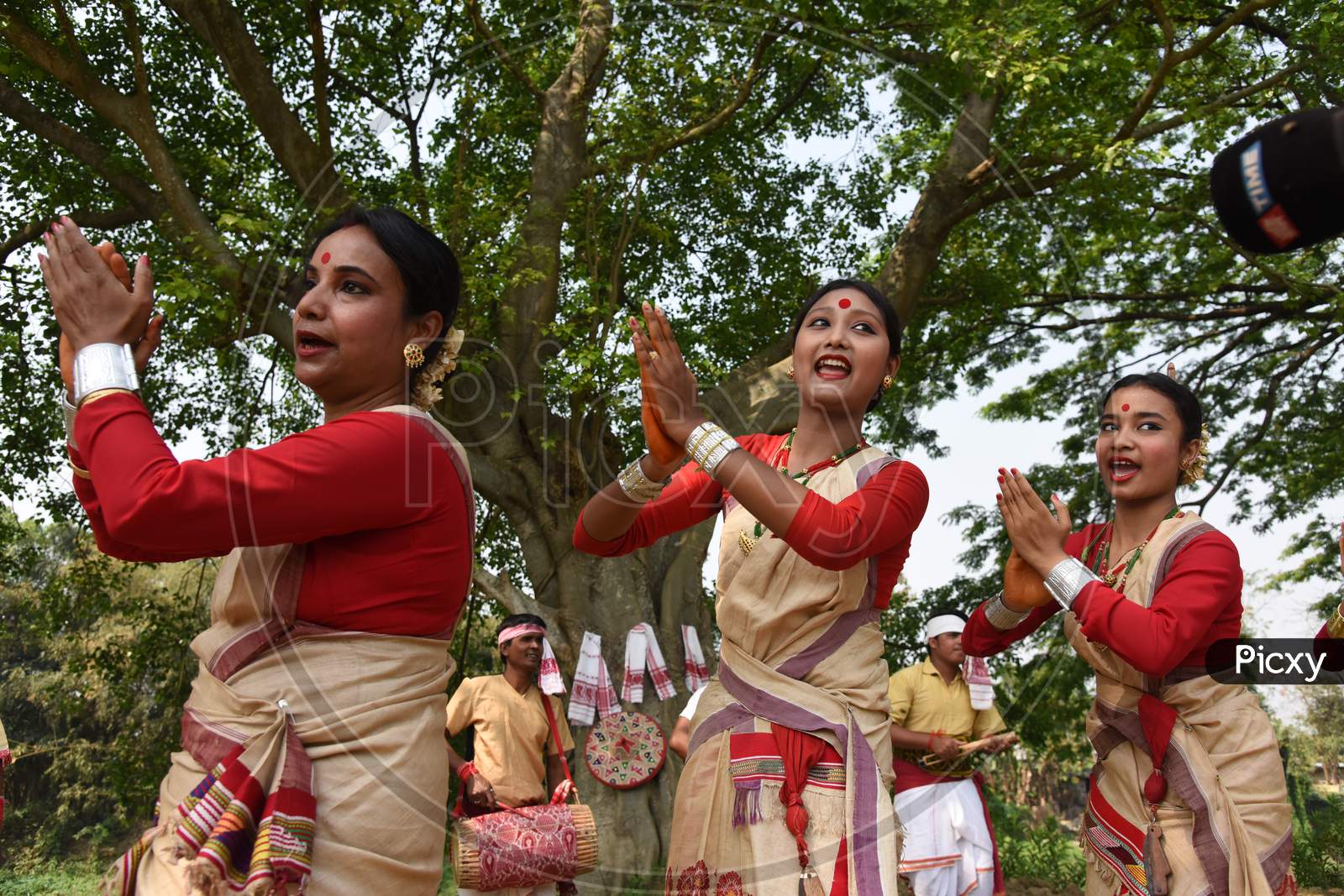 Image of Young Assamese Woman Performing Bihu Dance , A Traditional ...