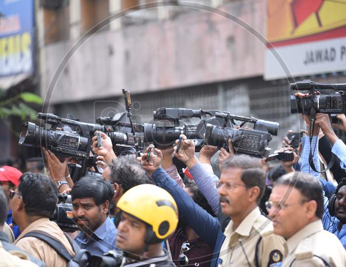 Media and Journalists covering police detentions at exhibition grounds
