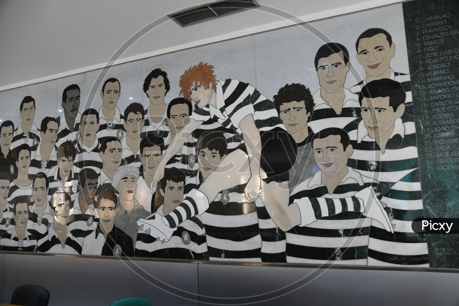 Wall Art With Sports Players in a Stadium