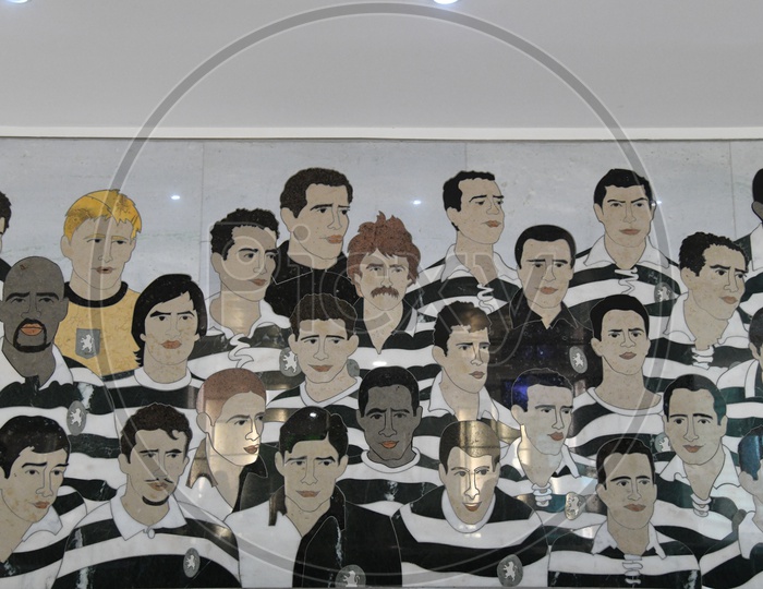 Wall Art With Sports Players in a Stadium