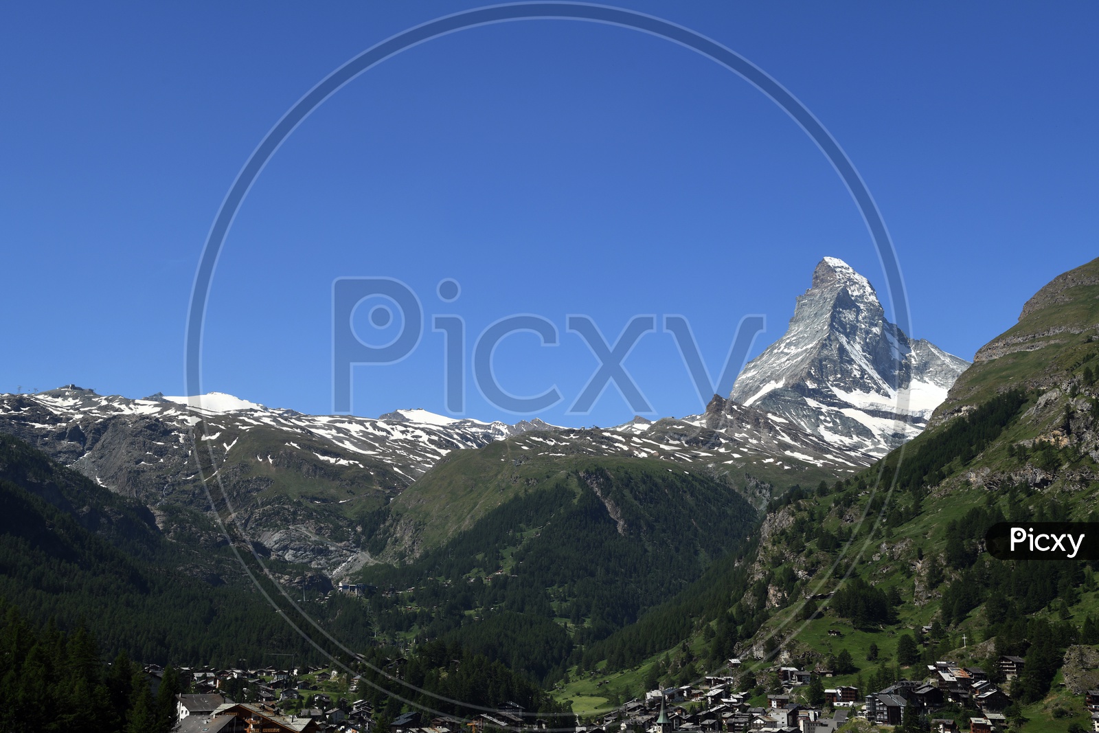 Landscape Of Mountain And  Blue Sky In Background