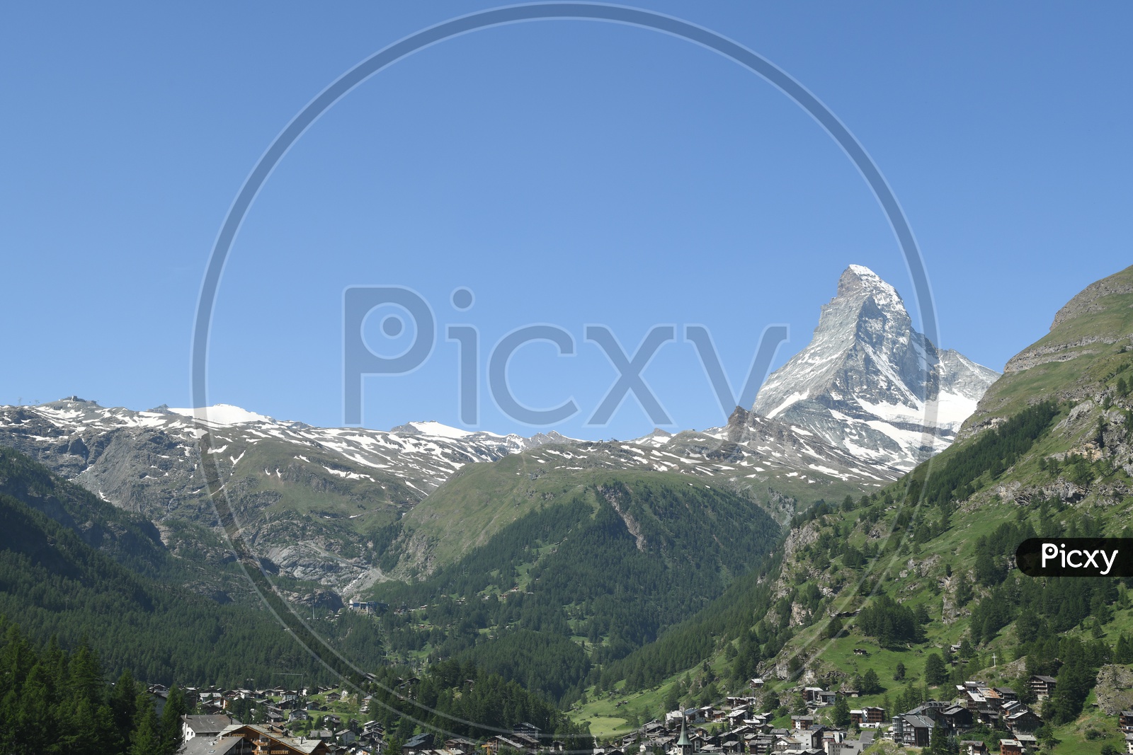 Landscape of Mountain With  Swiss Alps