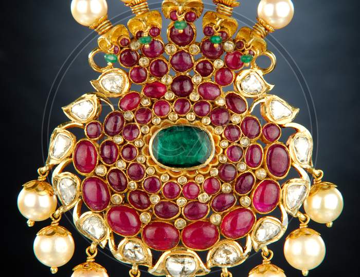 Indian Ruby Gemstone with pearls embedded