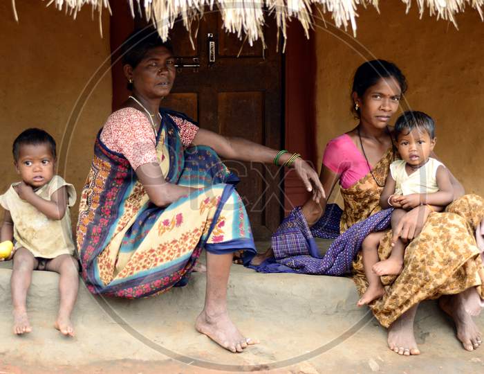 Indian Tribal Mothers with their children
