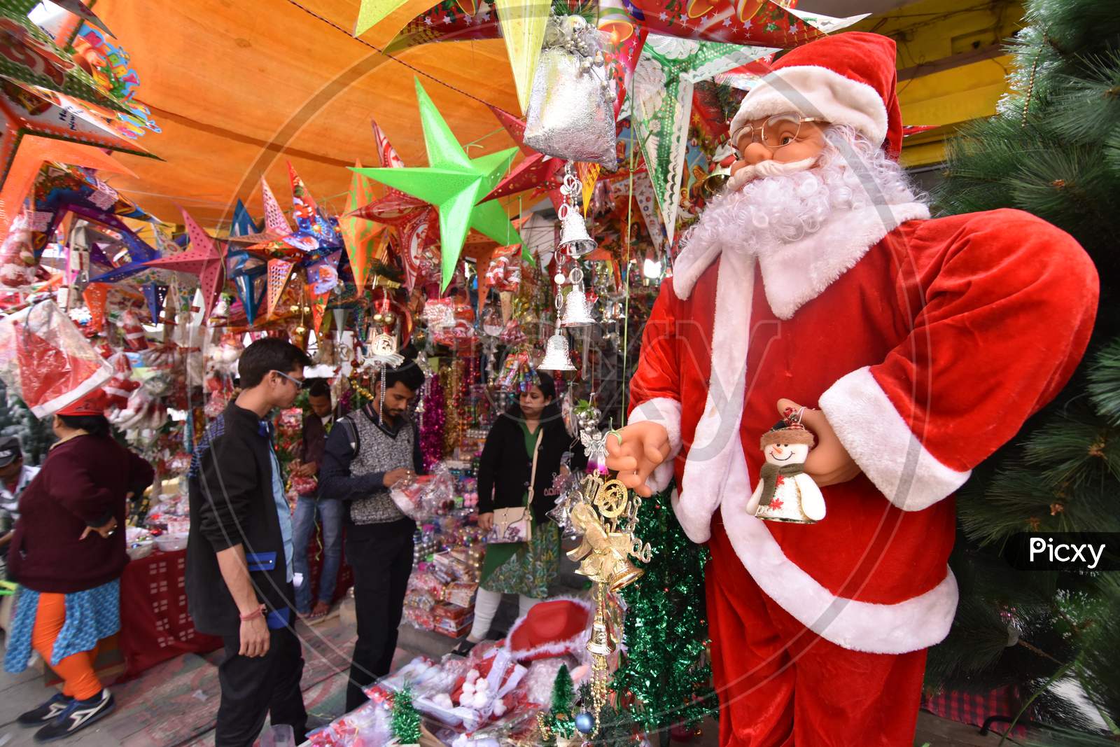 Christmas Decorative Articles In an Vendor Store Or Shop in Giuwahati, Assam