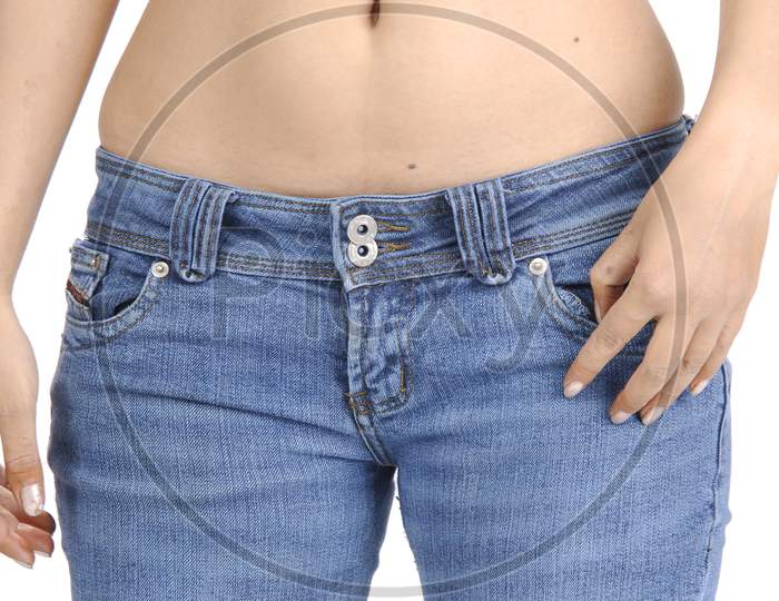 Indian Woman wearing low waist jeans