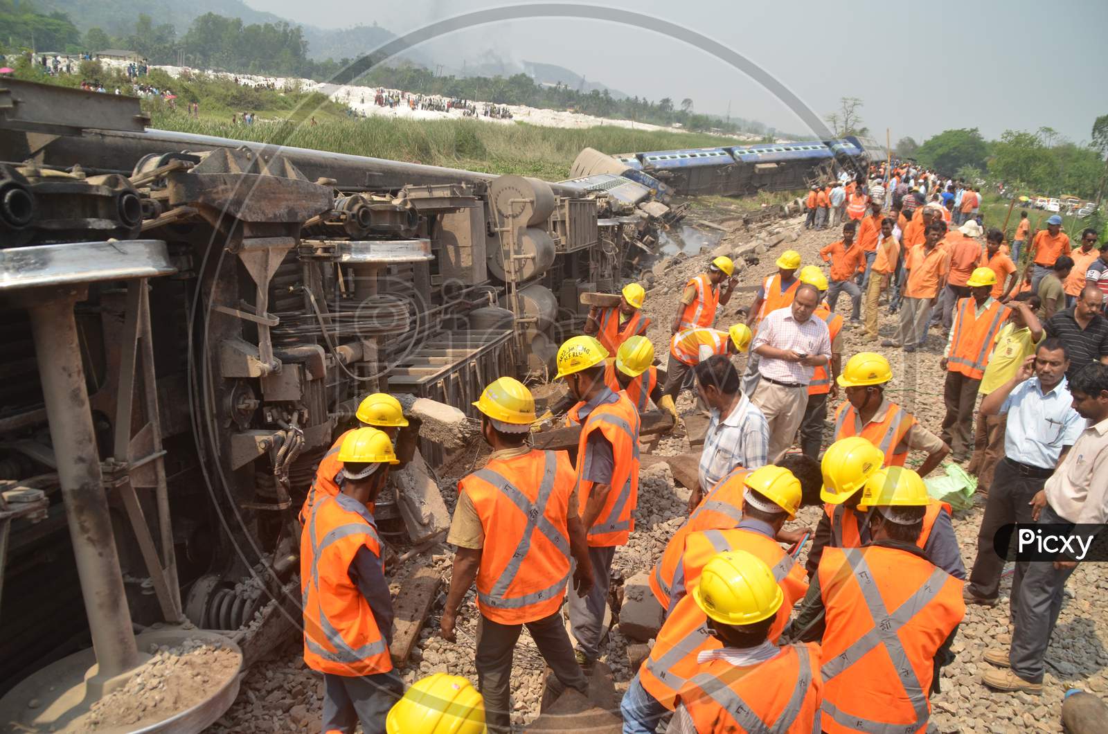 Image of Rescue Team Helping At Passenger Train Accident At Jagi Road ...