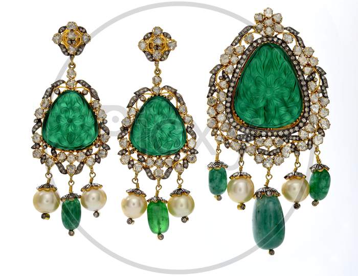 Indian Jewellery Ear Rings Designs Over Isolated Background
