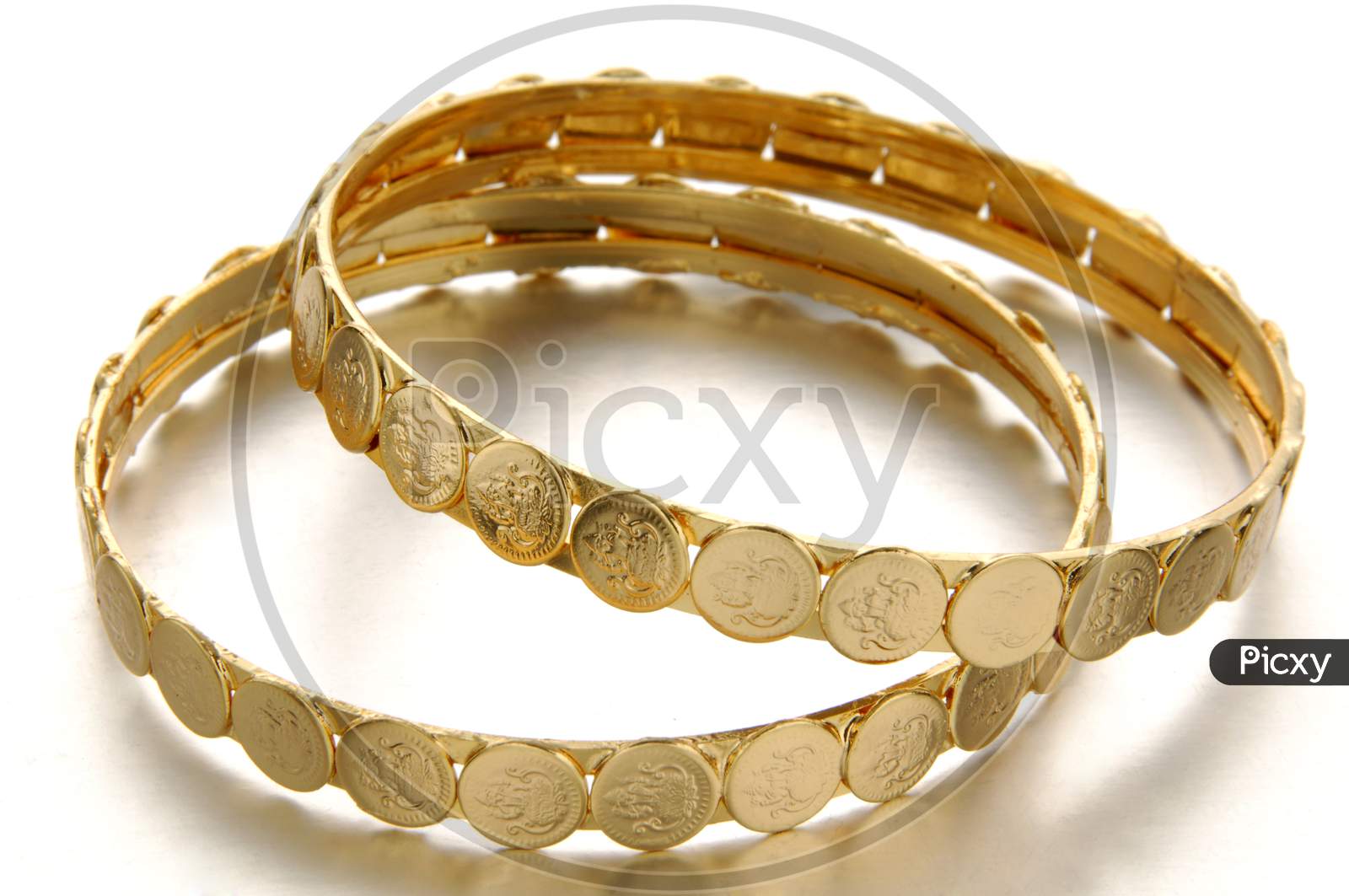 Flat gold oxidized woman's gold bangles